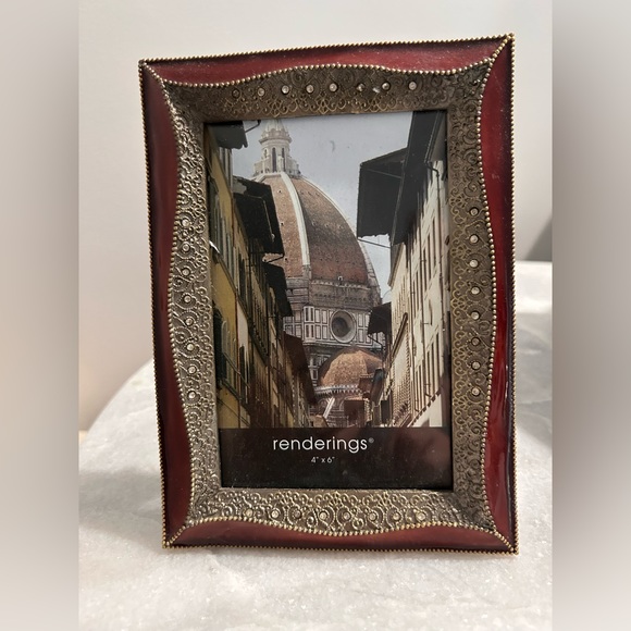 Vintage metal and resin frame with crystal and filagree for a 4” x 6” picture - Picture 1 of 2